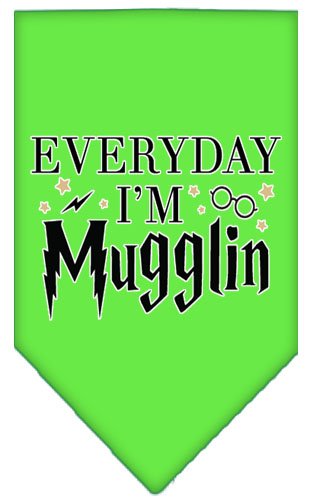 Everyday I'm Mugglin Screen Print Bandana Lime Green Large